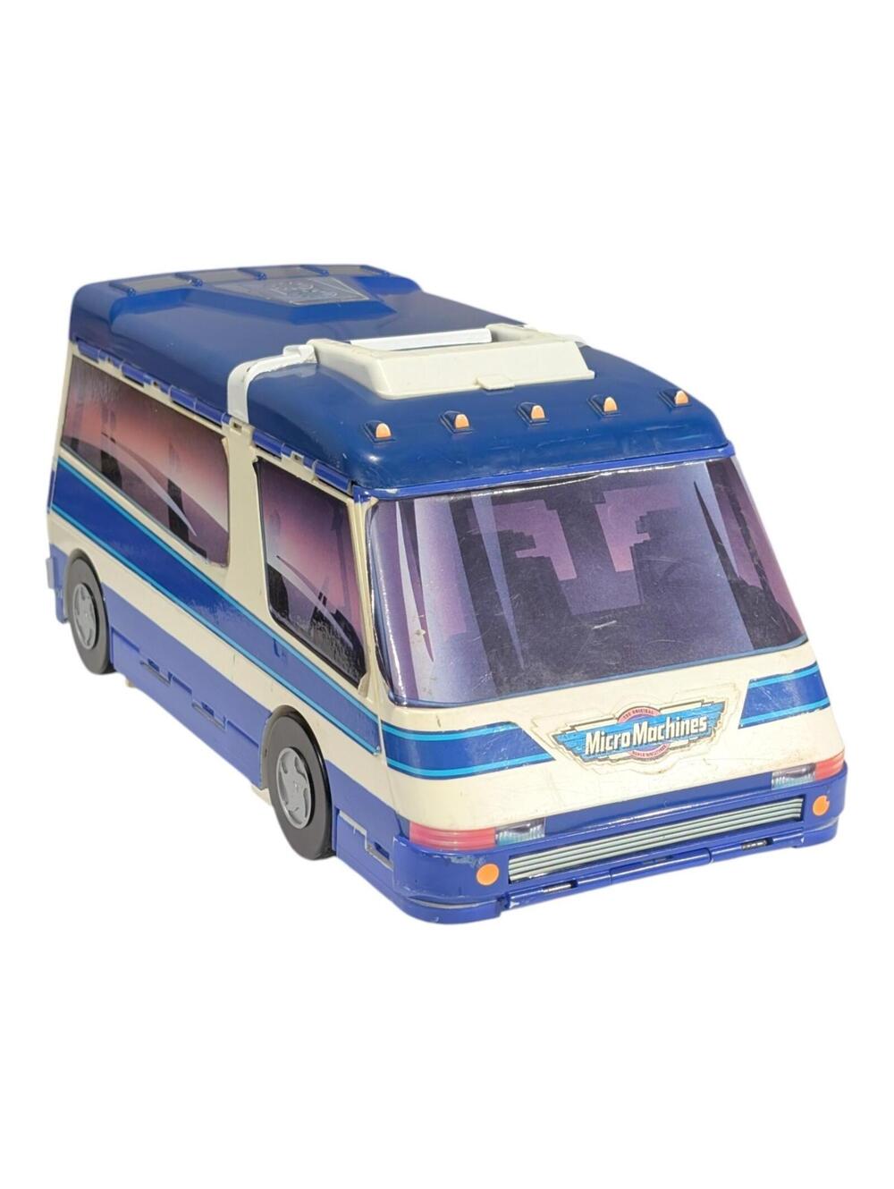 Vintage 1991 Micro Machines Blue Super City Van Camper RV Fold-out Set
